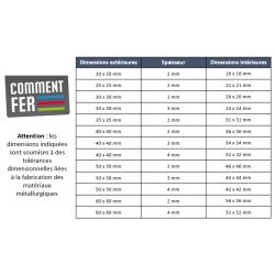 Tube carré aluminium 25x25 - Long. 1 à 4 mètres - Comment Fer