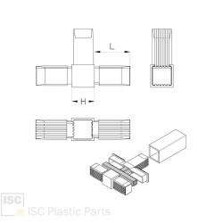 Raccord en T tubes carrés 30x30 - Cœur acier | Comment Fer