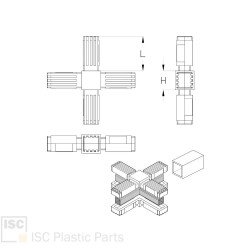Raccord en croix tubes carrés 30x30 - Cœur acier | Comment Fer