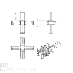 Raccord en B tubes carrés 30x30 - Cœur acier | Comment Fer