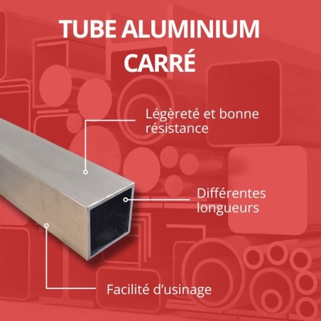 Vente de TUBE CARRE ALUMINIUM 6060 60x60x2 BARRE Carrée ALU à la coupe