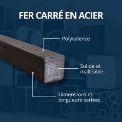 Fer carré acier 14x14mm en barre carré - fer de rond  plein Comment Fer