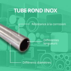 Tube inox 304L diametre 30mm - Long. 1 à 4 mètres - Comment Fer