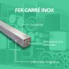 Barre carré inox 12mm - Long. 1 à 3 mètres - Comment Fer