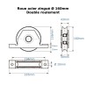Roue portail en U acier zingué avec support à encastrer