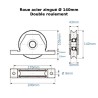 Roue portail en U acier zingué avec support à encastrer