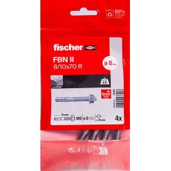 Goujon d'ancrage inox A4 M8x70 Fischer FBN II - Sachet de 4