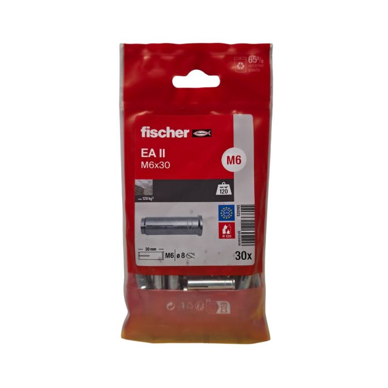 Cheville à frapper métal M6x30 Fischer EA II - Sachet de 30