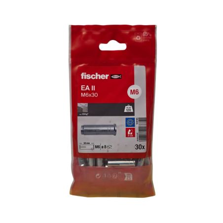 Cheville à frapper métal M6x30 Fischer EA II - Sachet de 30