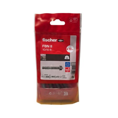 Goujon d'ancrage inox A4 M10x85 Fischer FBN II - Sachet de 4