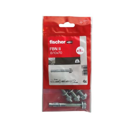 Goujon d'ancrage M8x70 Fischer FBN II zingué - Sachet de 4